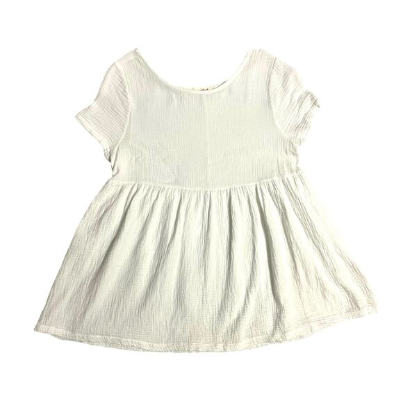 Cici Women’s Soft White Muslin Flowy Shirt Blouse Short Sleeve Size Small Cotton - Picture 13 of 13